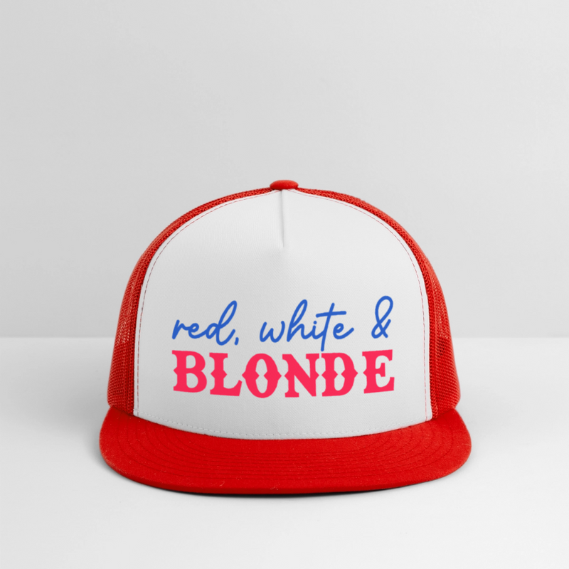 Red White and Blond Trucker Hat - white/red