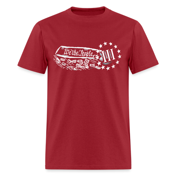 We The People Three Percenters T Shirt - dark red
