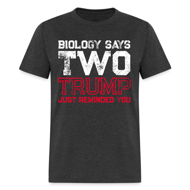 Biology Says Two, Trump Just Reminded You T Shirt - heather black