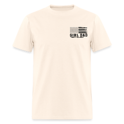 Girl Dad Fist Bump American Flag T Shirt - natural