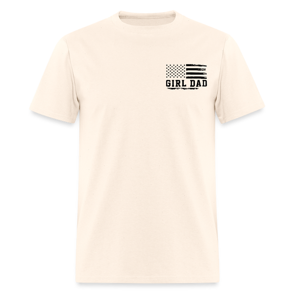 Girl Dad Fist Bump American Flag T Shirt - natural