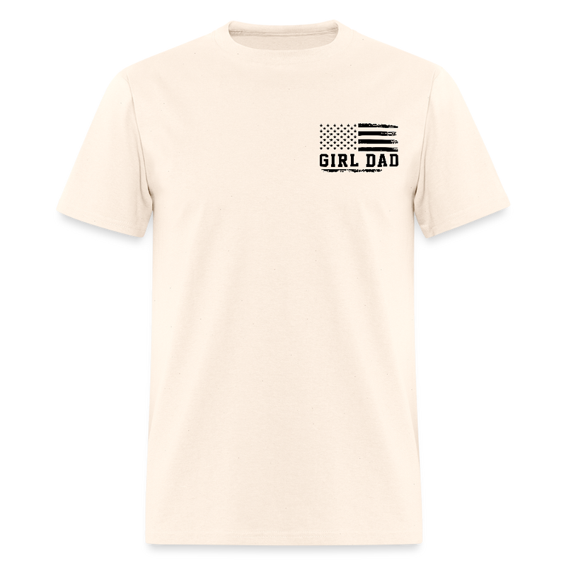 Girl Dad Fist Bump American Flag T Shirt - natural