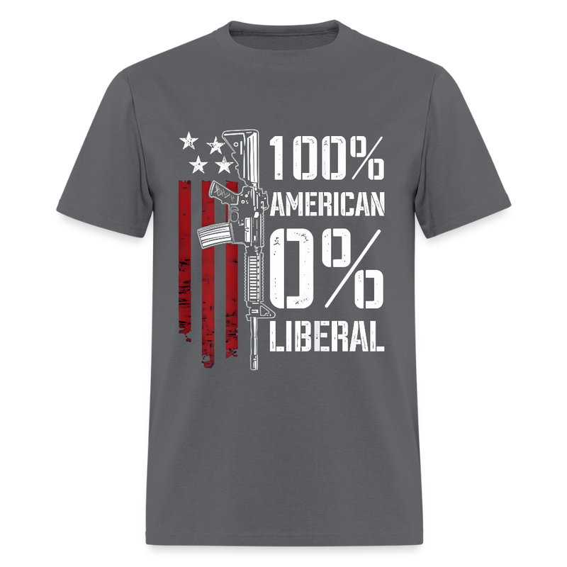 100% American 0% Liberal 2nd Amendment T Shirt - charcoal