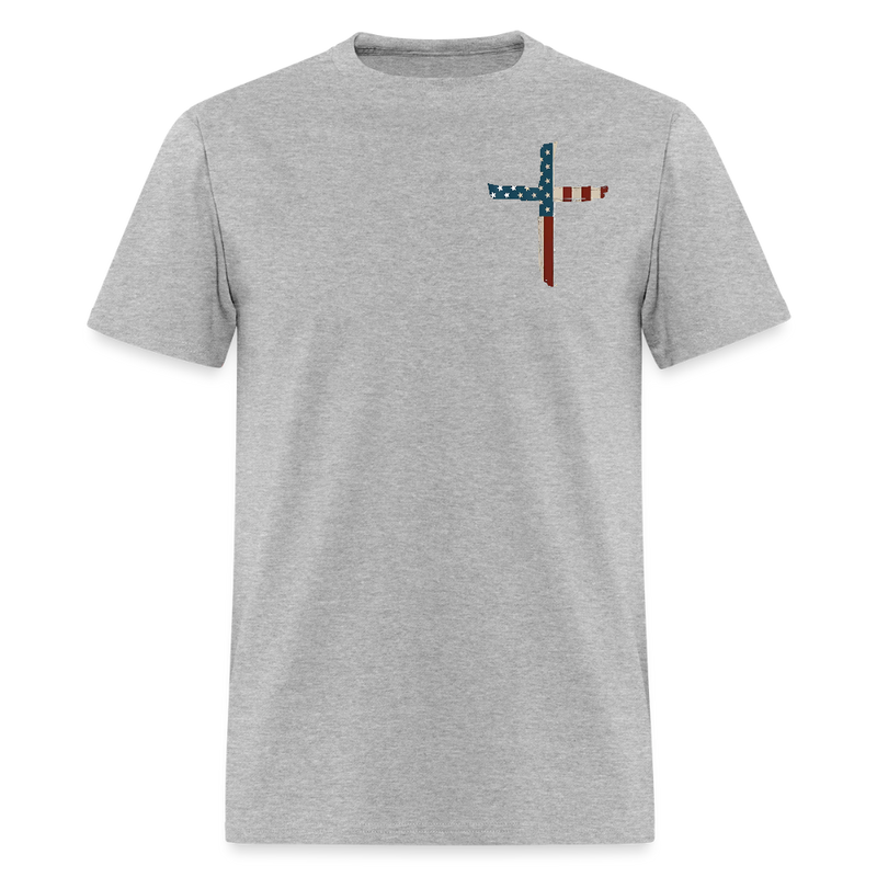 Stand For The Flag Kneel For The Cross White T Shirt - heather gray