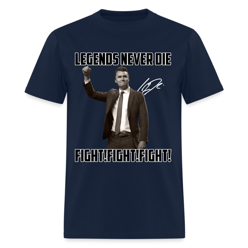 Legends Never Die Fight! Fight! Fight! T Shirt - navy