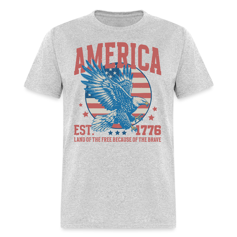 America Est. 1776 Land Of The Free T Shirt - heather gray
