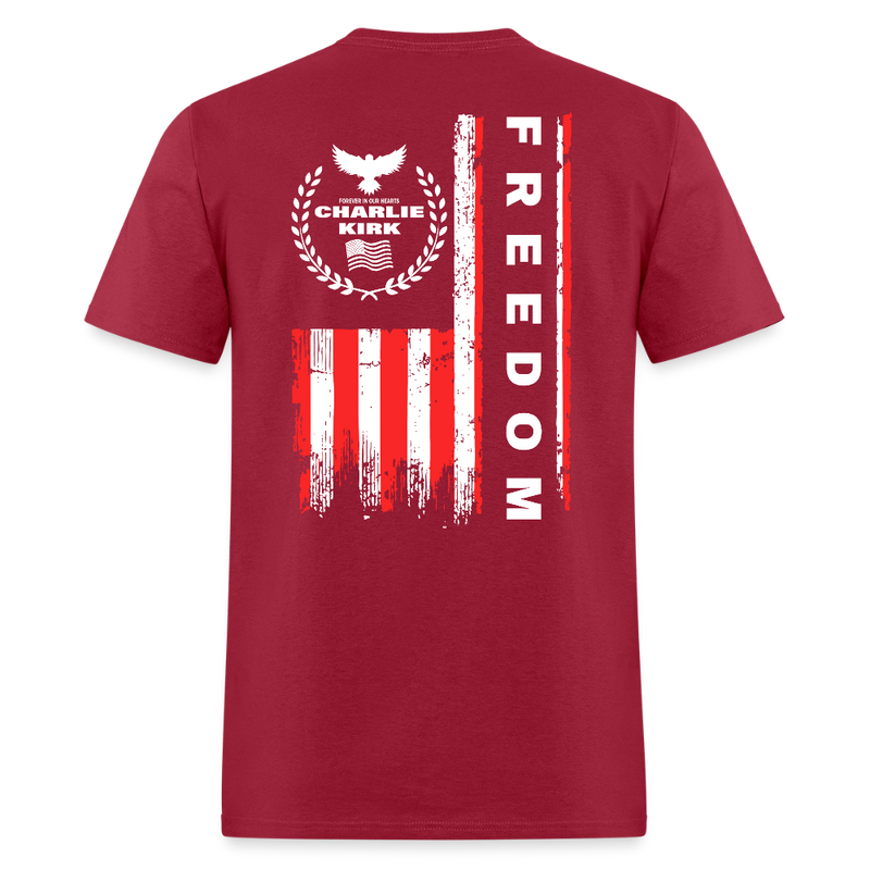 RIP Charlie Kirk Forever In Our Heart US Flag Black T Shirt - dark red