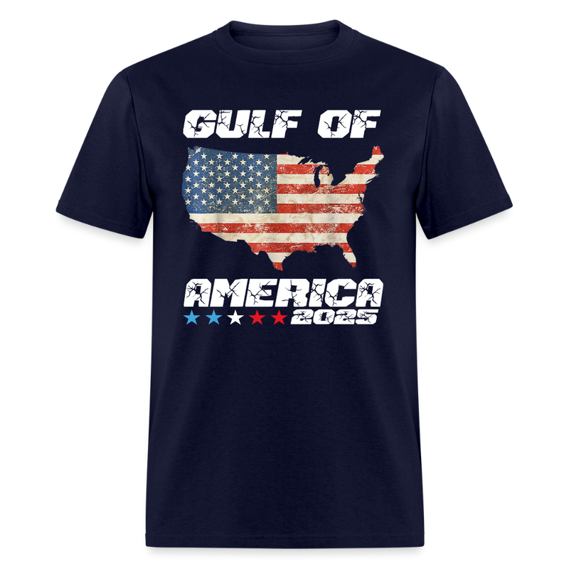 Gulf Of America Retro Map T Shirt - navy