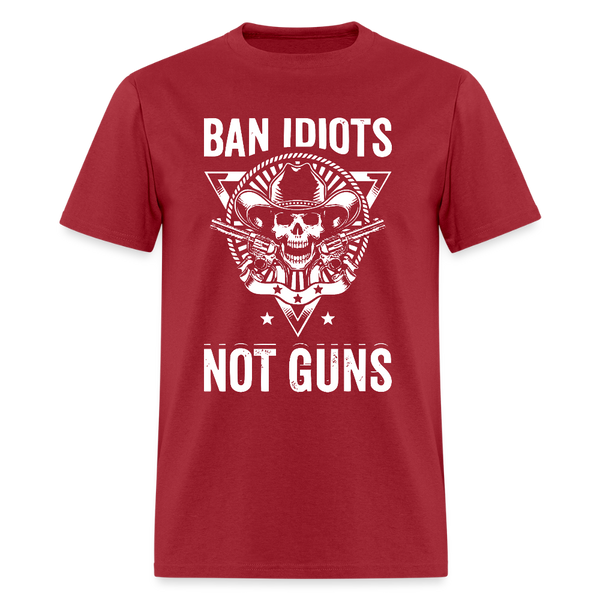 Ban Idiots Not Guns T Shirt - dark red