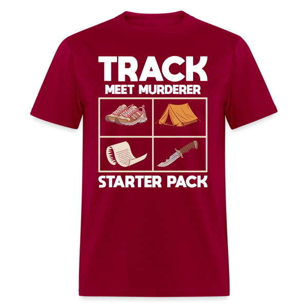 Track Meet Murderer Starter Pack T Shirt - dark red