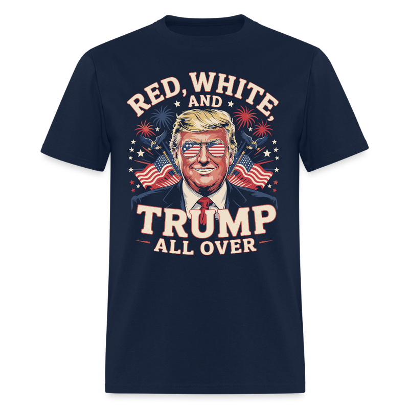 Red White And Trump All Over T Shirt - navy