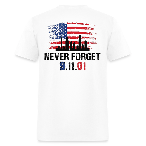 Never Forget 9.11.01 T Shirt - white