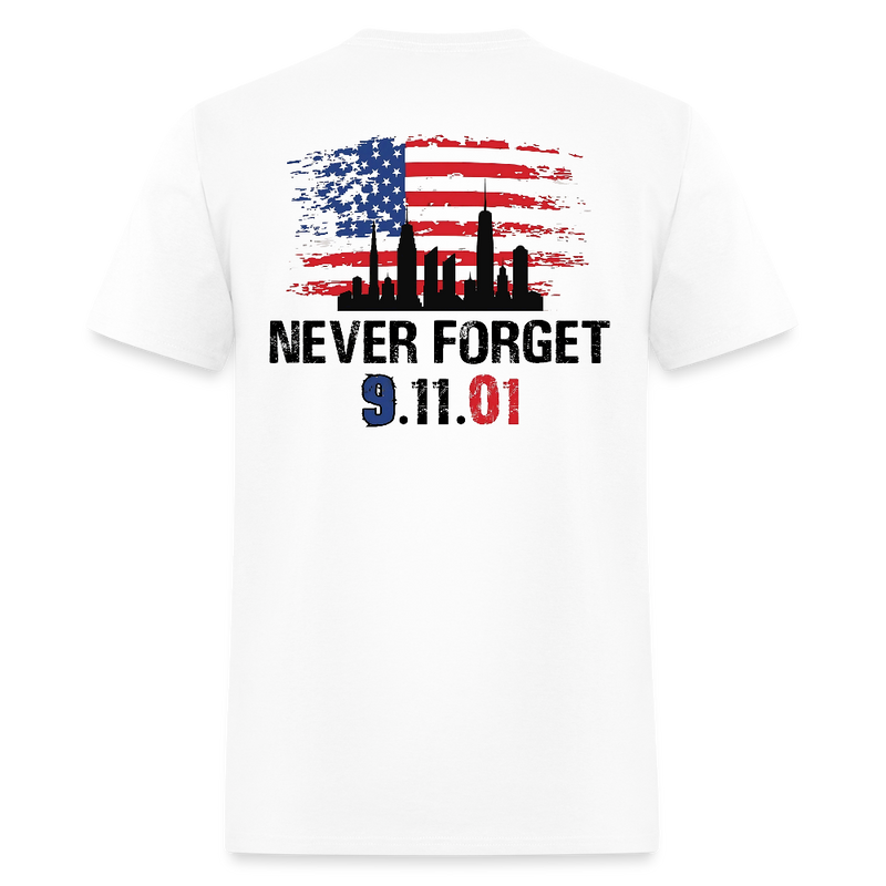 Never Forget 9.11.01 T Shirt - white