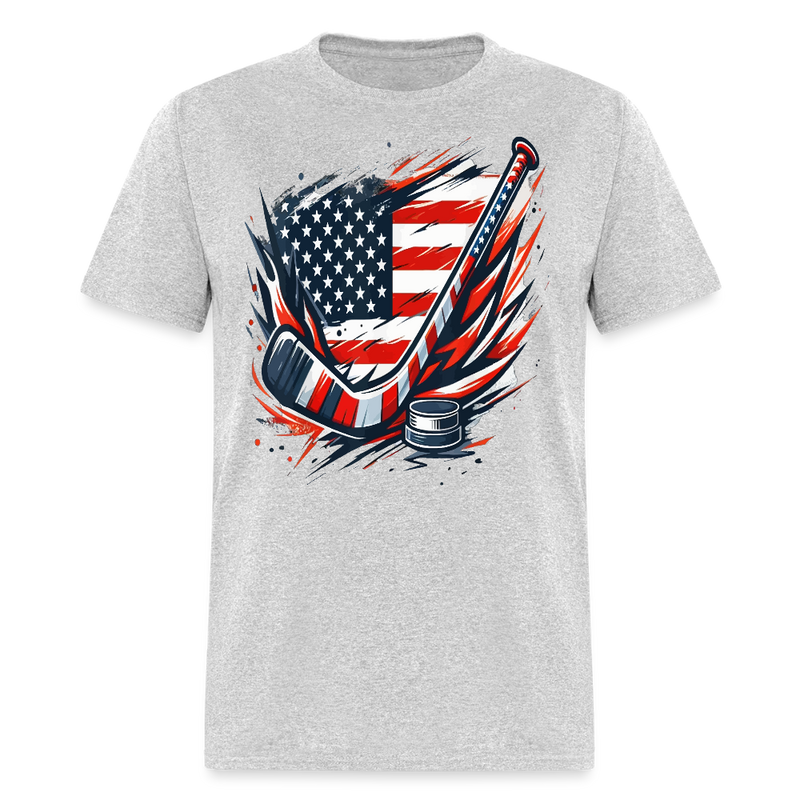 Hockey USA Flag T Shirt - heather gray