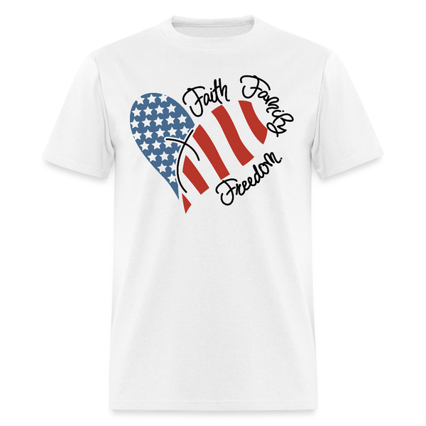 Faith Family Freedom American Flag T Shirt - white