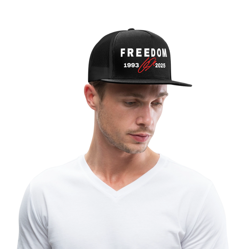 Freedom Charlie Kirk 1993-2025 Black Trucker Hat - black/black