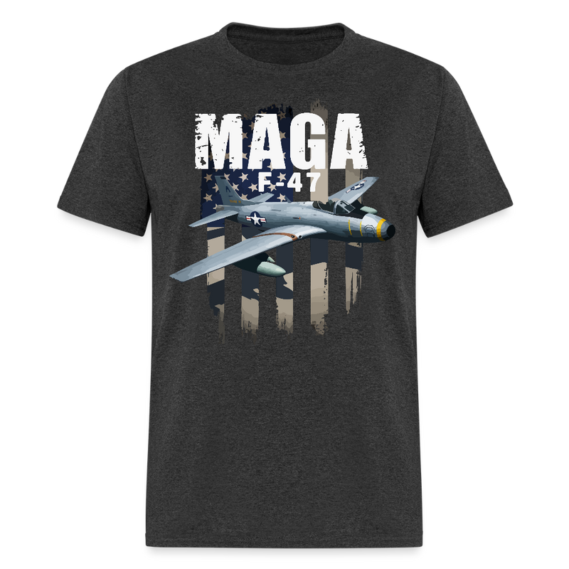 MAGA F-47 America Flag T Shirt - heather black