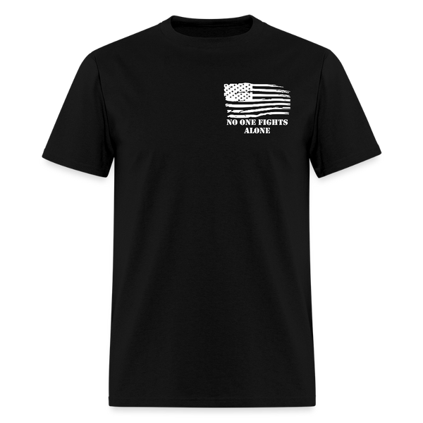 No One Fights Alone USA Flag Double Sided T Shirt - black