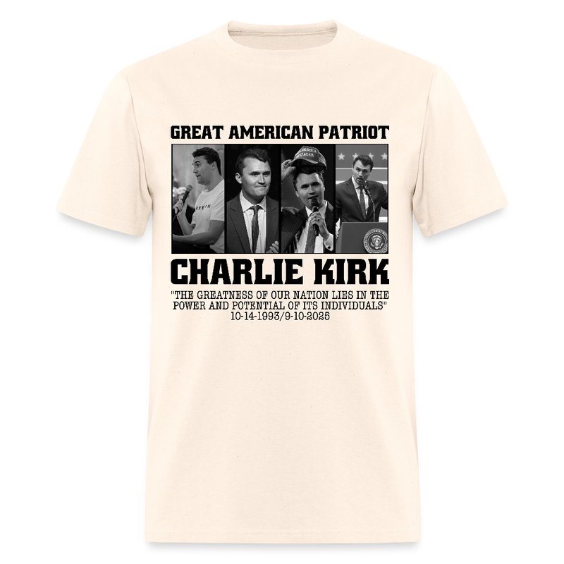 Great American Patriot Charlie Kirk T Shirt - natural