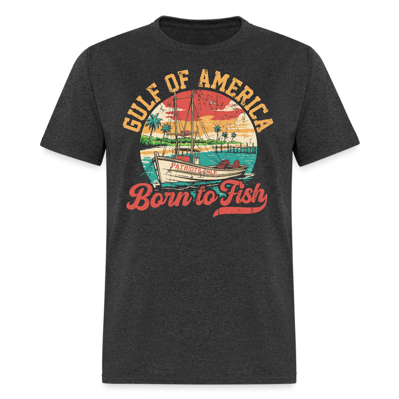 Gulf of America Born To Fish T Shirt - heather black