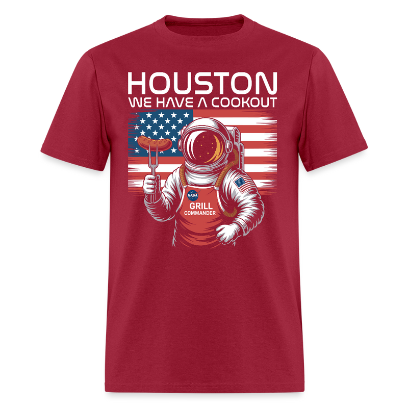 Houston We Have A Cookout T Shirt - dark red
