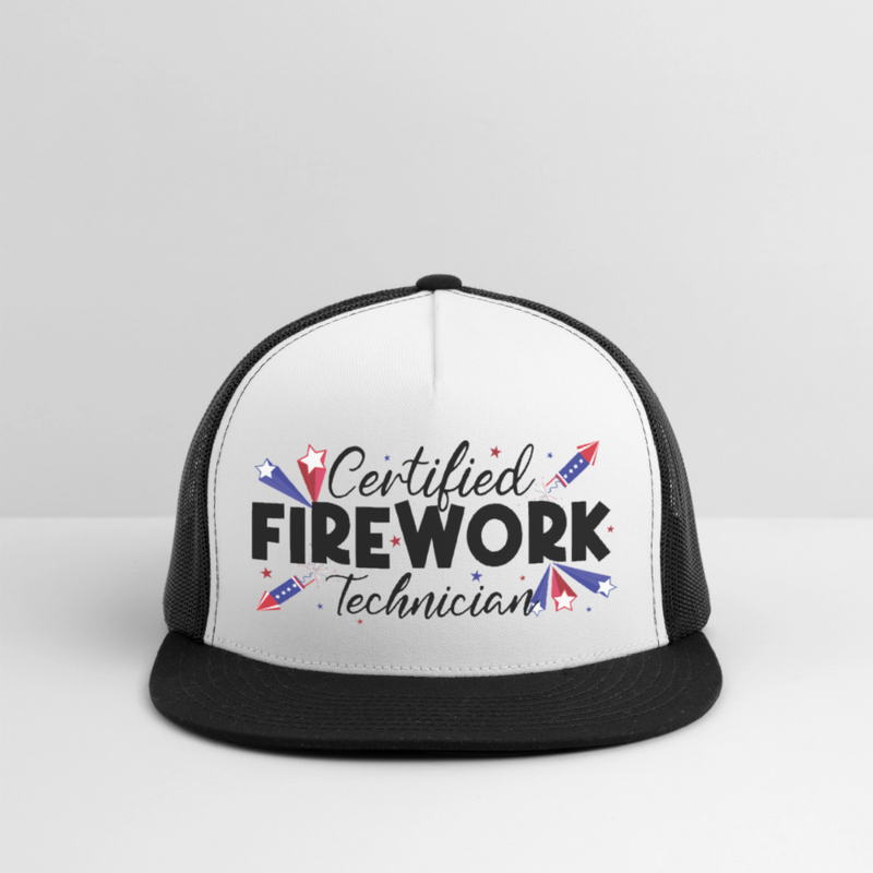 Certified Firework Technician Trucker Hat - white/black