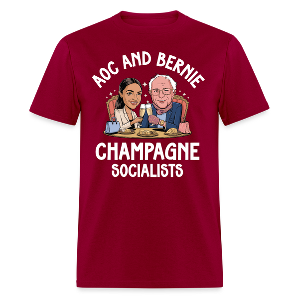 AOC And Bernie - Champagne Socialists T Shirt - dark red