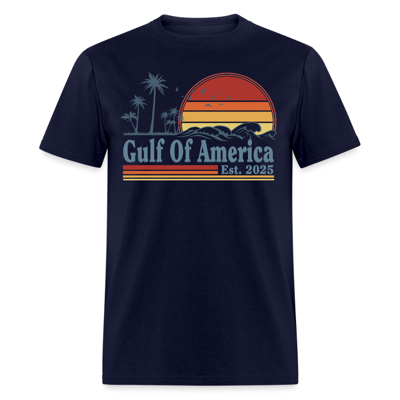 Gulf Of America Est 2025 Retro Vintage Beach T Shirt - navy