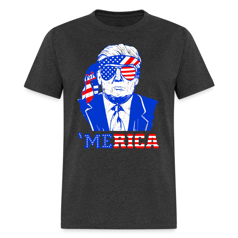 Donald Trump Merica Trump Sunglass US Flag T Shirt - heather black