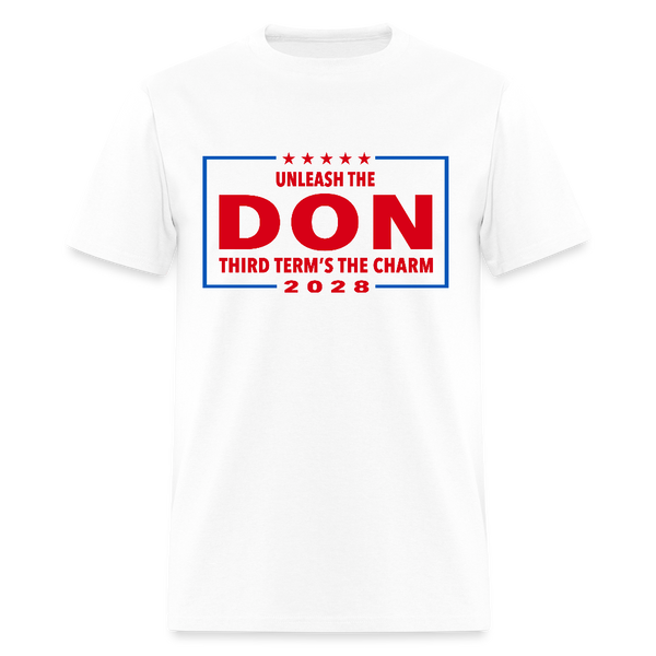 Unleash the Don Third Term's The Charm Trump 2028 T Shirt - white
