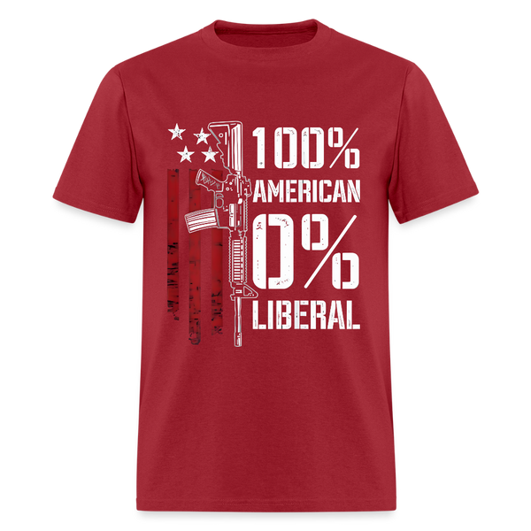 100% American 0% Liberal 2nd Amendment T Shirt - dark red