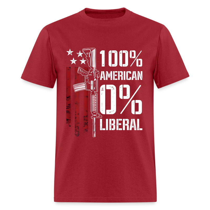 100% American 0% Liberal 2nd Amendment T Shirt - dark red