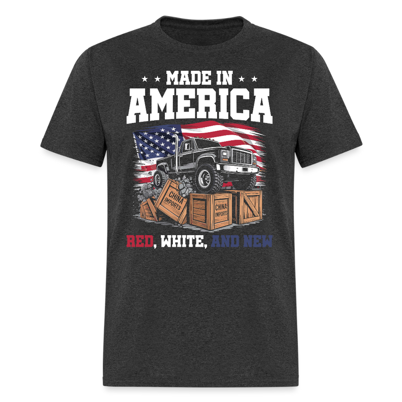 Made in America Red White and New T Shirt - heather black