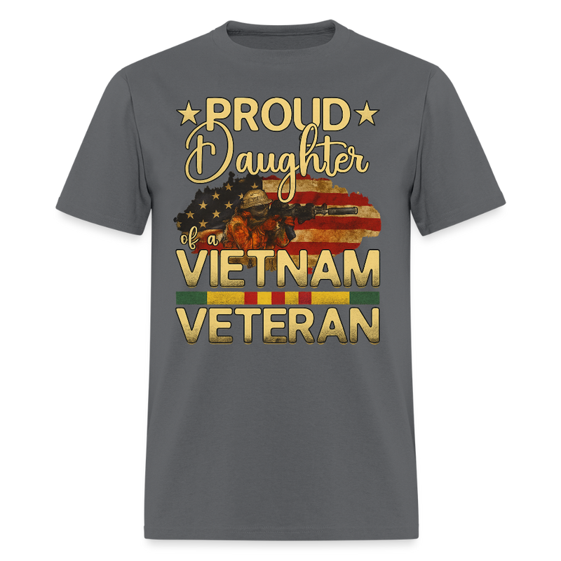 Proud Daughter of A Veteran T Shirt - charcoal