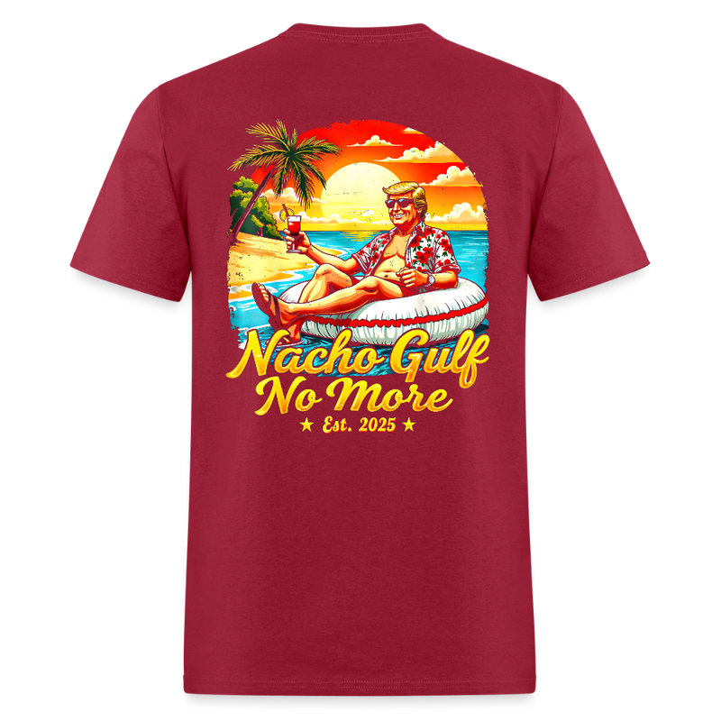 Gulf Of America Est. 2025 Nacho Gulf No More Trump Double Sided T Shirt - dark red