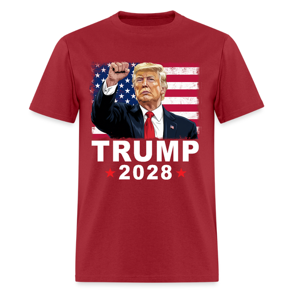 Trump 2028 American Flag T Shirt - dark red