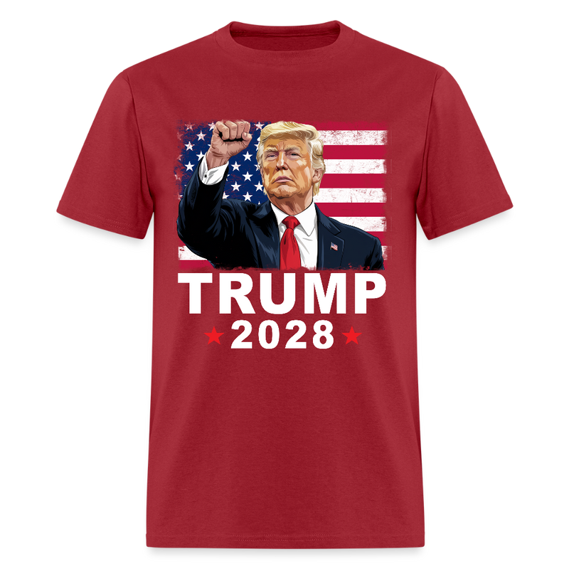 Trump 2028 American Flag T Shirt - dark red
