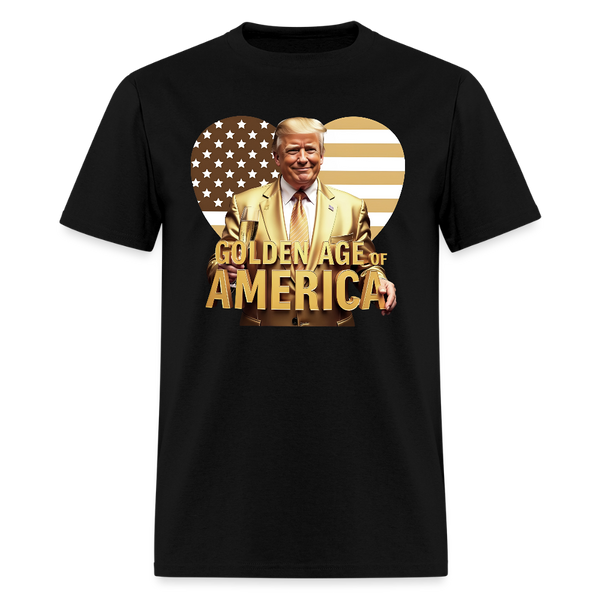 Golden Age of America Front Print T Shirt - black