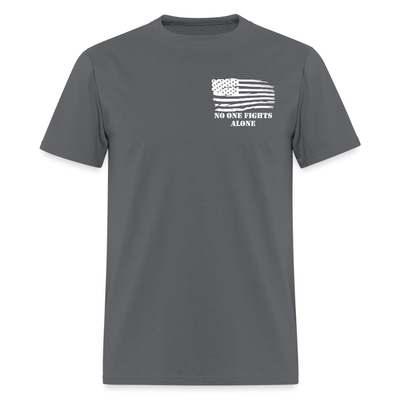 No One Fights Alone USA Flag Double Sided T Shirt - charcoal