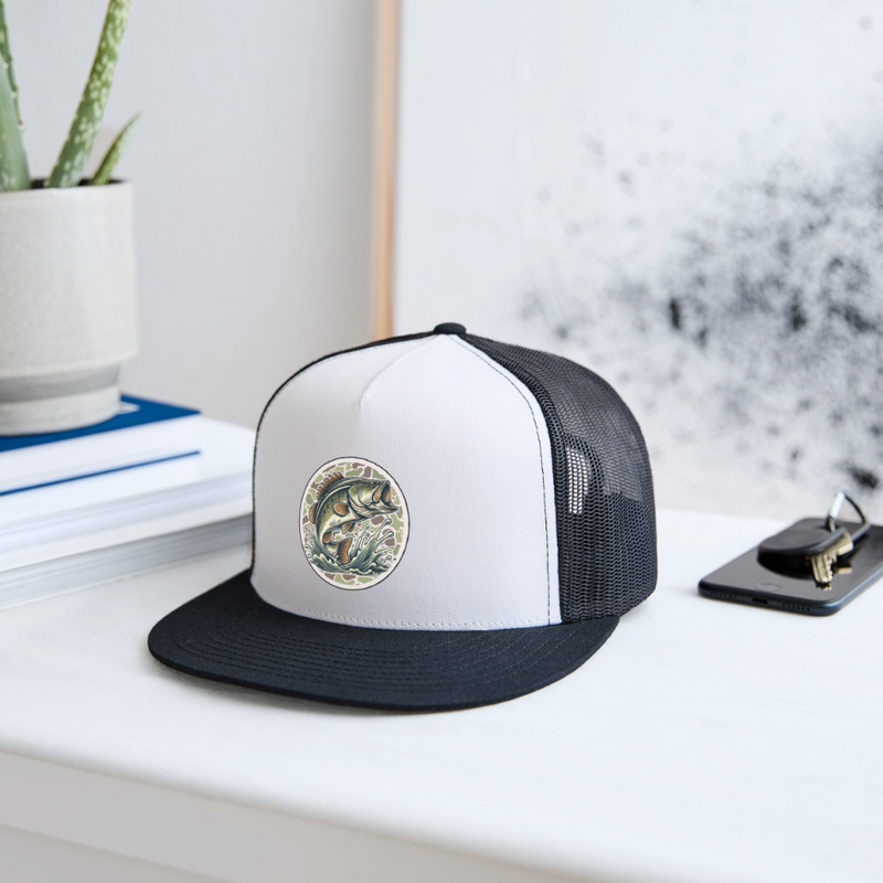 Jumping Bass Trucker Hat - white/black