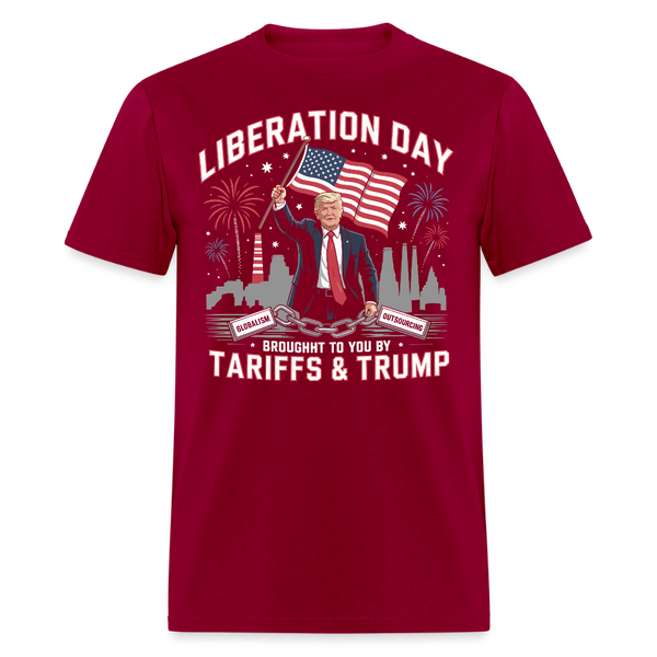 Liberation Day Brought to You by Tariffs & Trump T Shirt - dark red