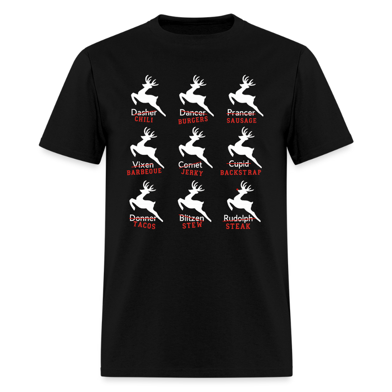 Santa's Reindeer Funny Hunting T Shirt - black