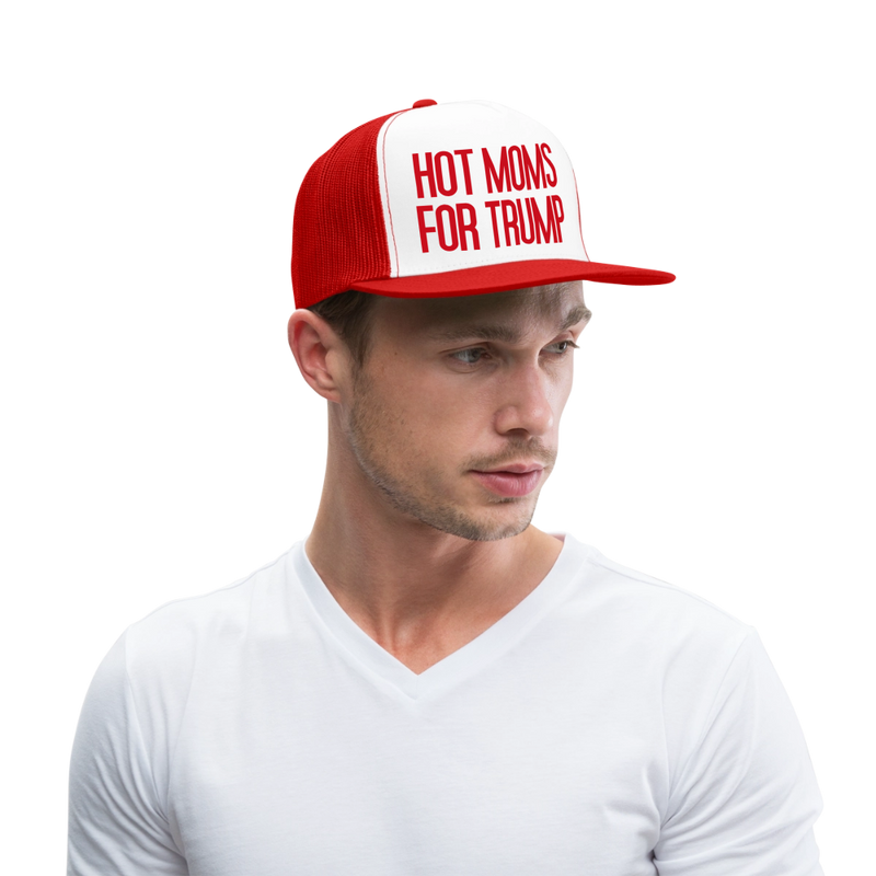 Hot Moms for Trump Red Trucker Hat - white/red