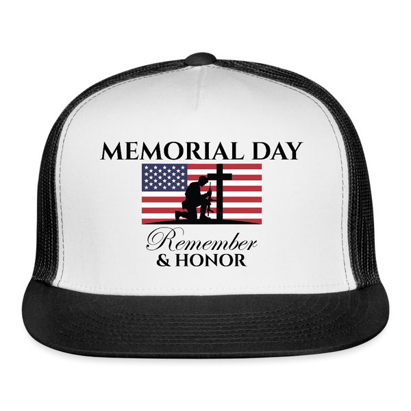 Memorial Day Remember & Honor Trucker Hat - white/black