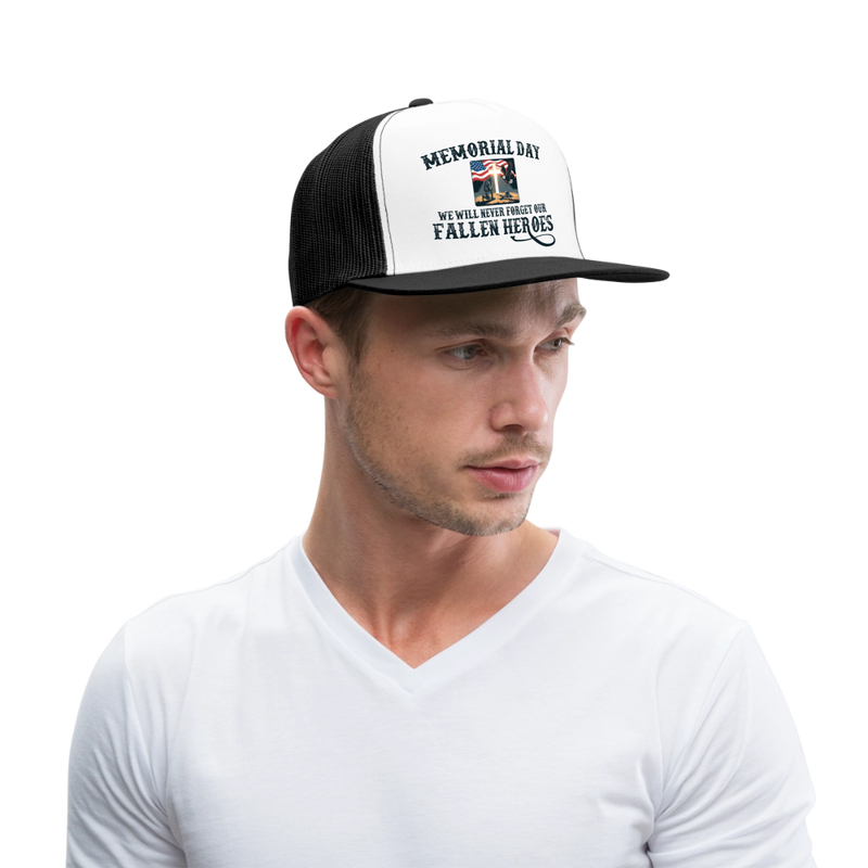 Memorial Day We Will Never Forget Trucker Hat - white/black