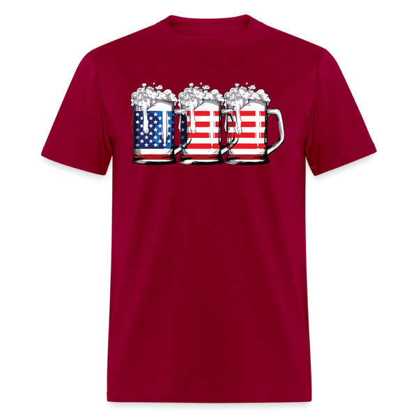 Beer American Flag T Shirt - dark red