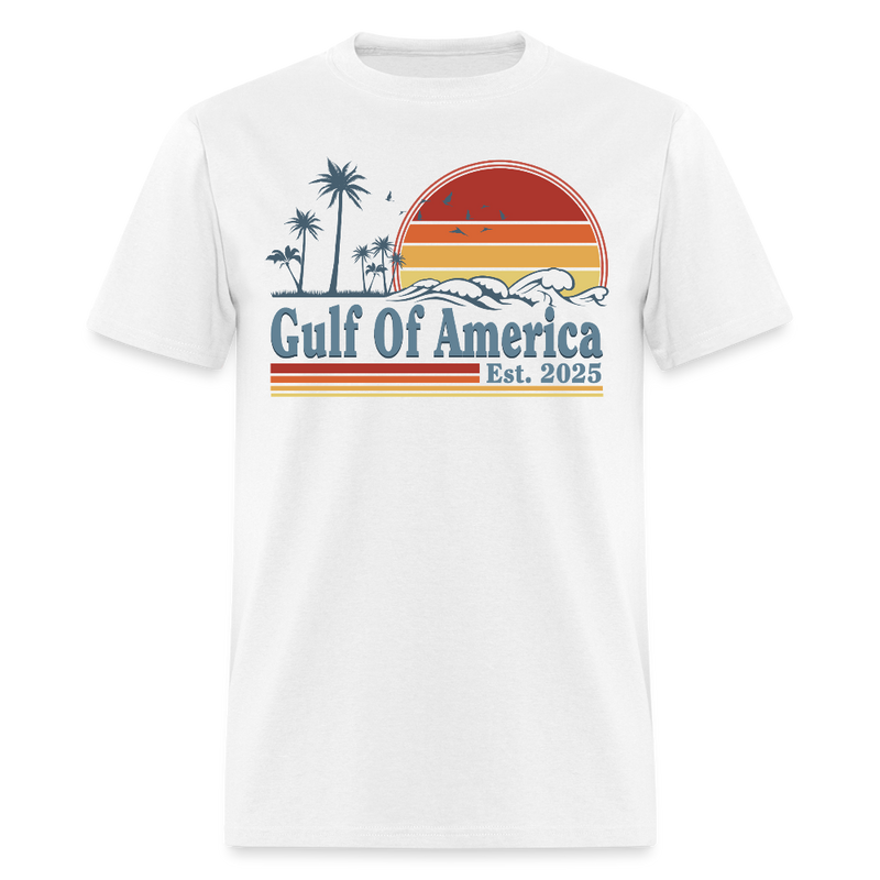 Gulf Of America Est 2025 Retro Vintage Beach T Shirt - white