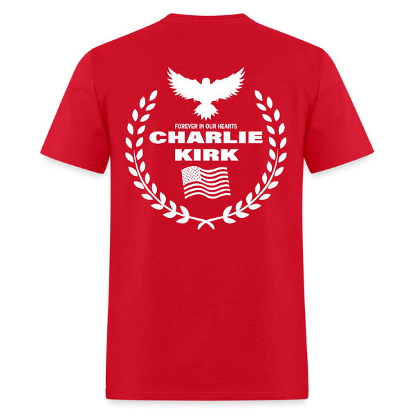 Charlie Kirk Forever In Our Heart US Flag T Shirt - red