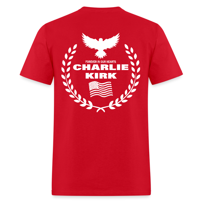Charlie Kirk Forever In Our Heart US Flag T Shirt - red