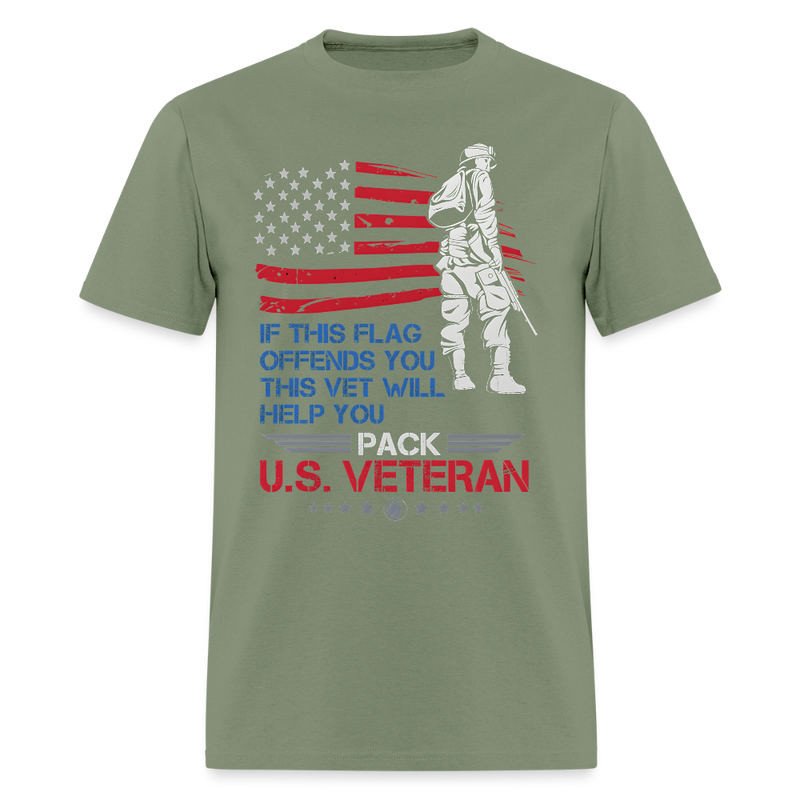 If This Flag Offends You This Vet Will Help You T Shirt - military green
